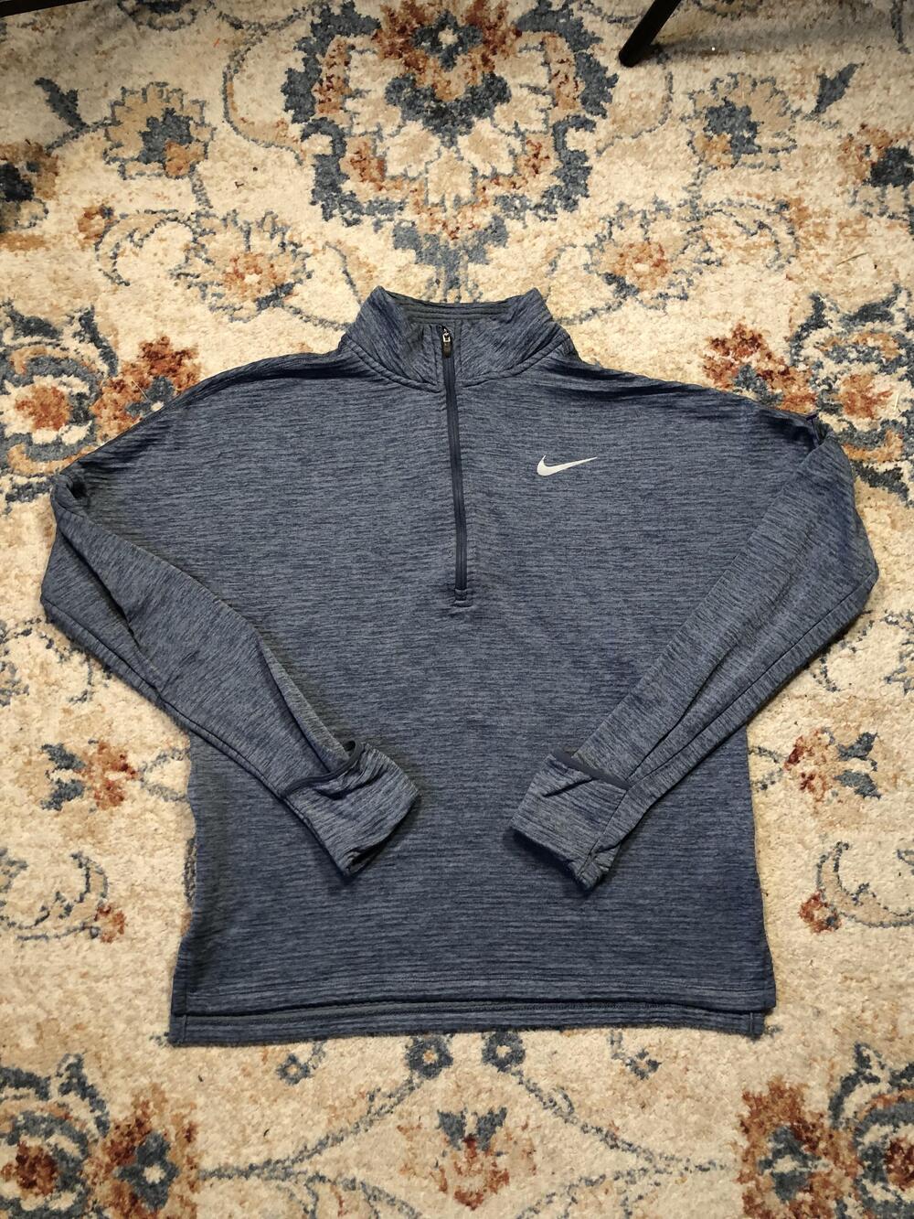 Nike Pullover Women's Medium Blue Heather Dri-FIT Running Half Zip Thumbholes
